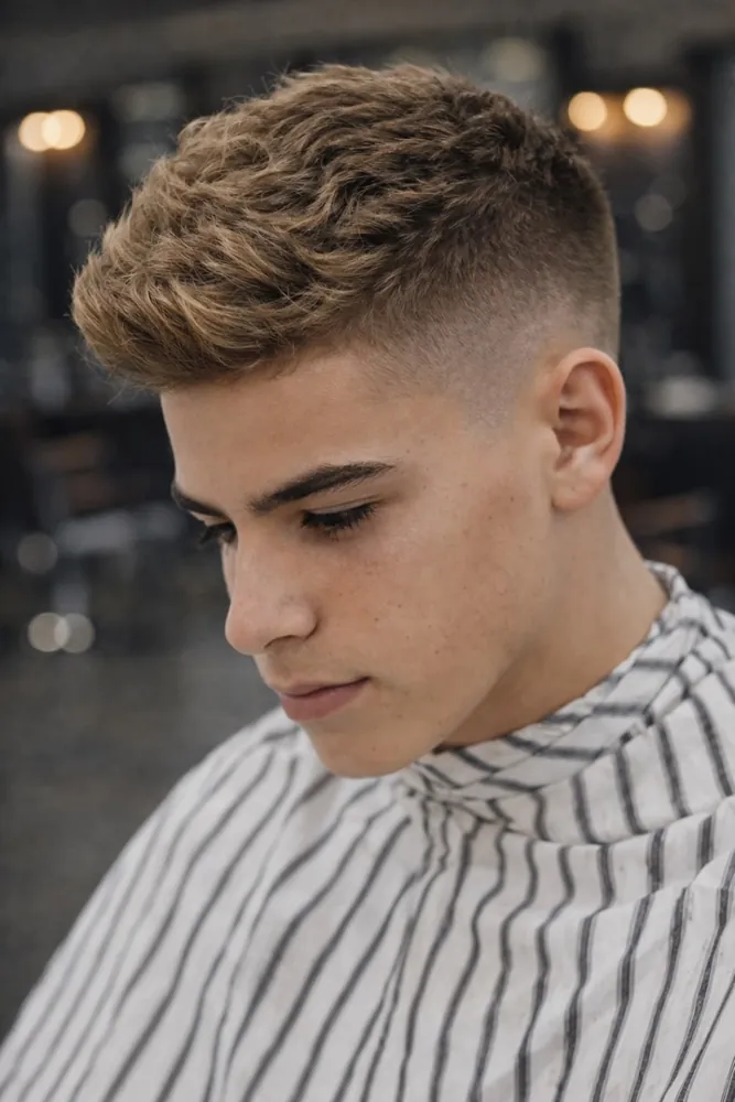 Corte Quiff finalizado com Pó Modelador (Power Dust)
